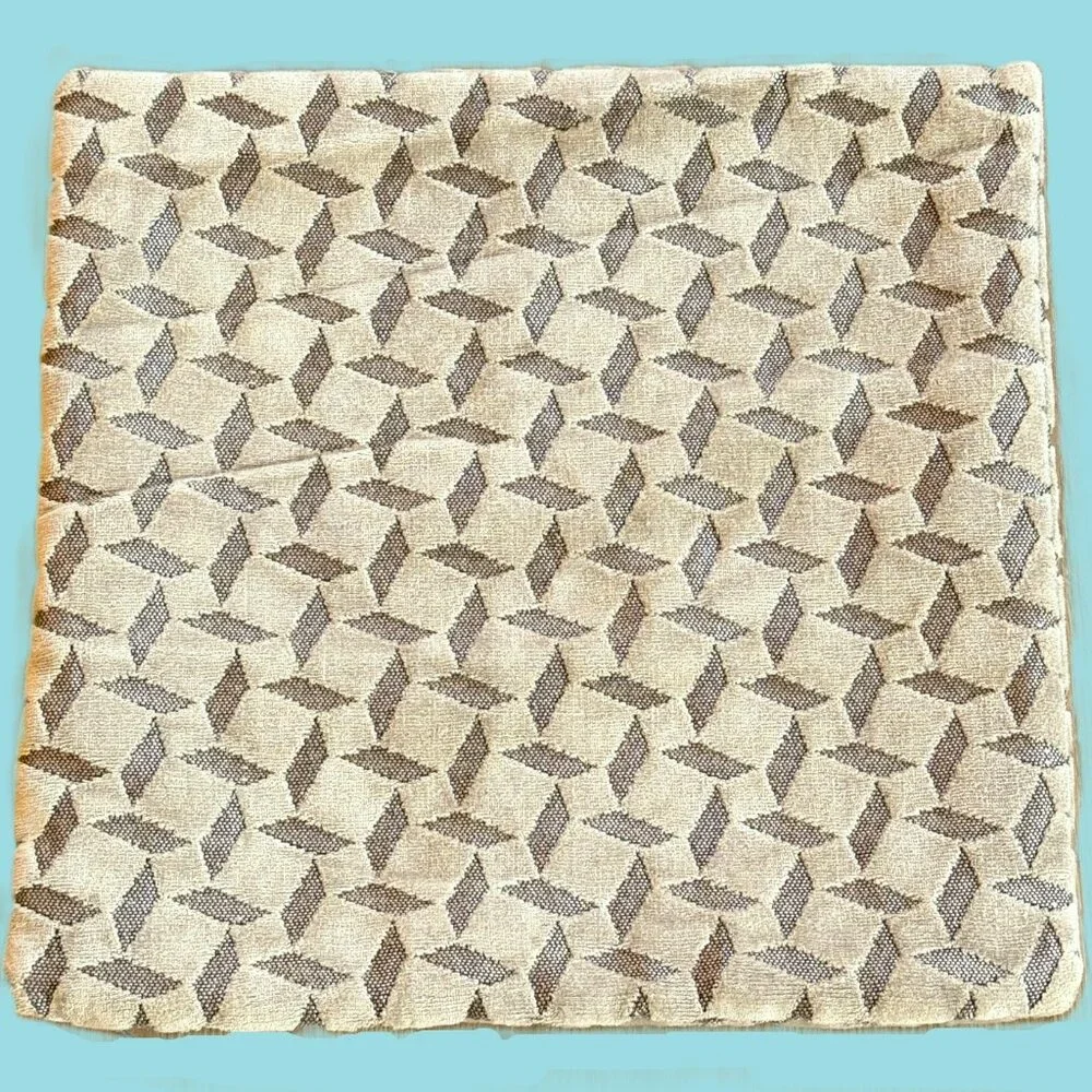 West Elm Tan Jacquard Geometric Pillow Cover 18x18 Modern Mixed Textures